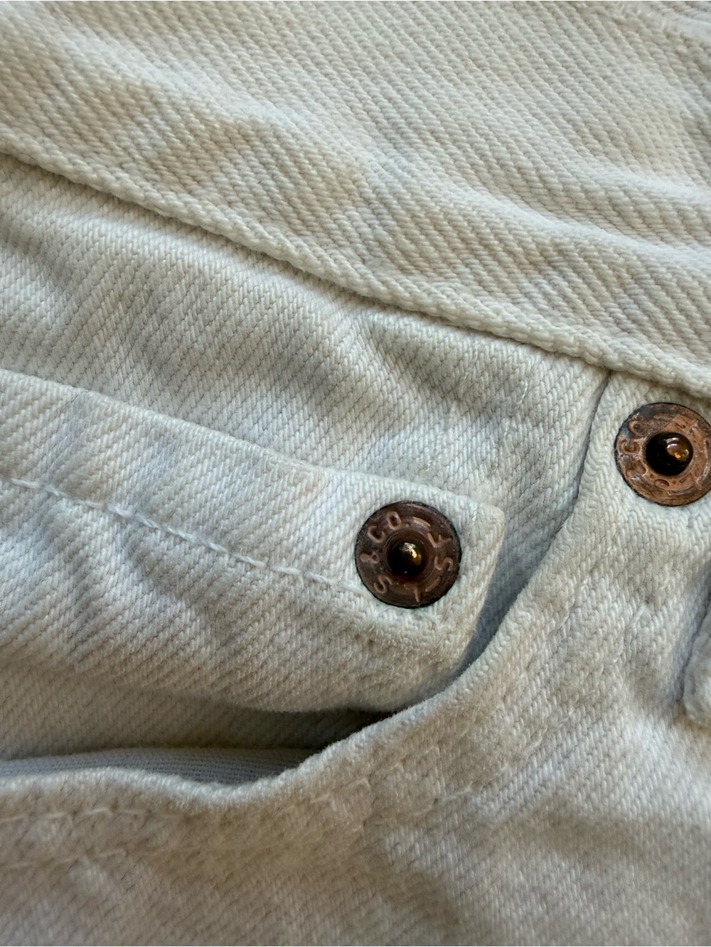 Vintage 80s 90s Levi’s 501 White Cut Off Shorts USA Made Button Fly 30W - Picture 7 of 11